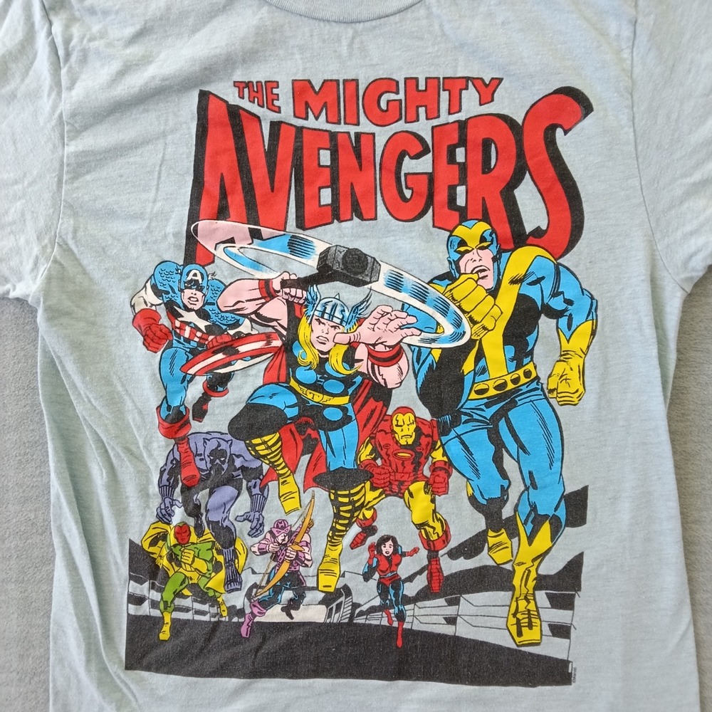 Optima Marvel The Mighty Avengers Graphic Tee Light Blue Mens Small S Shirt